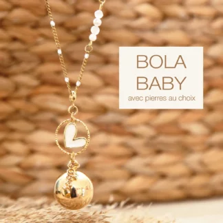 Bola de grossesse Baby avec breloque coeur et babe, et pierres lithothérapie au choix.